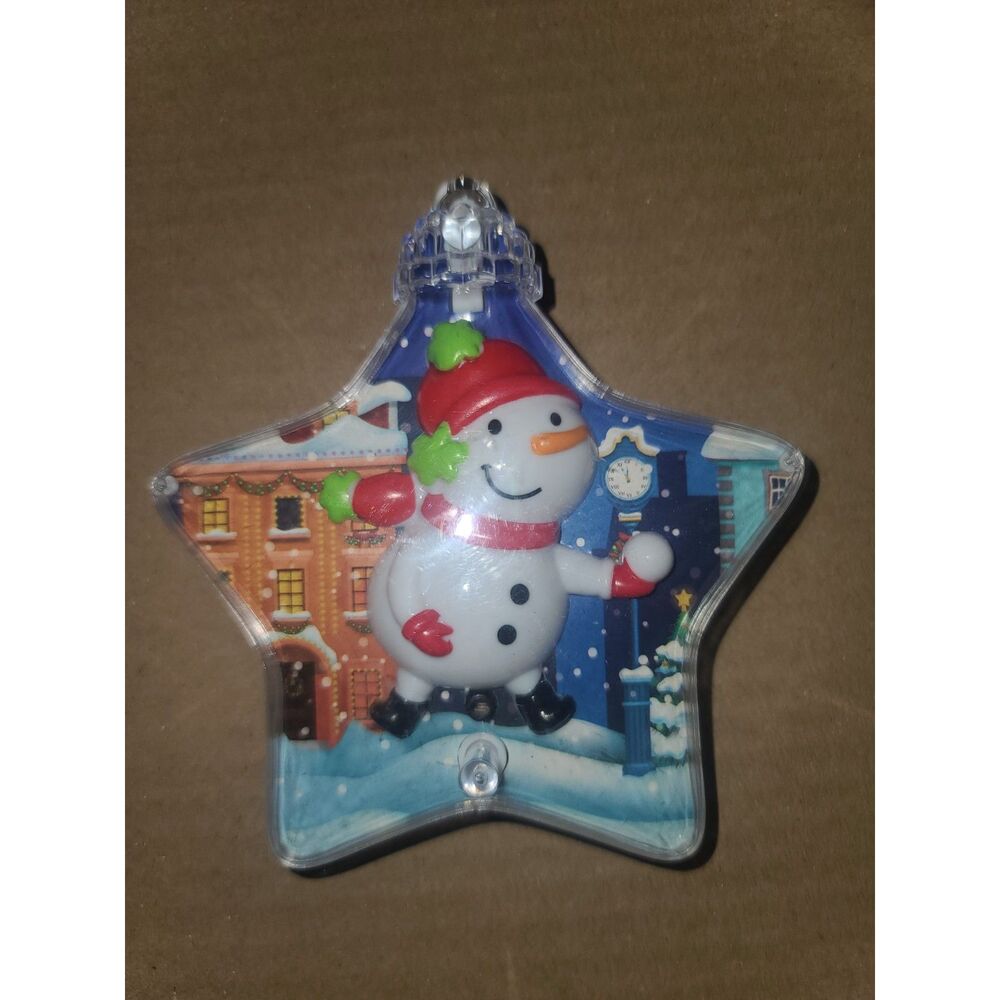 Motion Activated Blinking‎ Snowman Star Shaped Musical Ornament by Xmas House